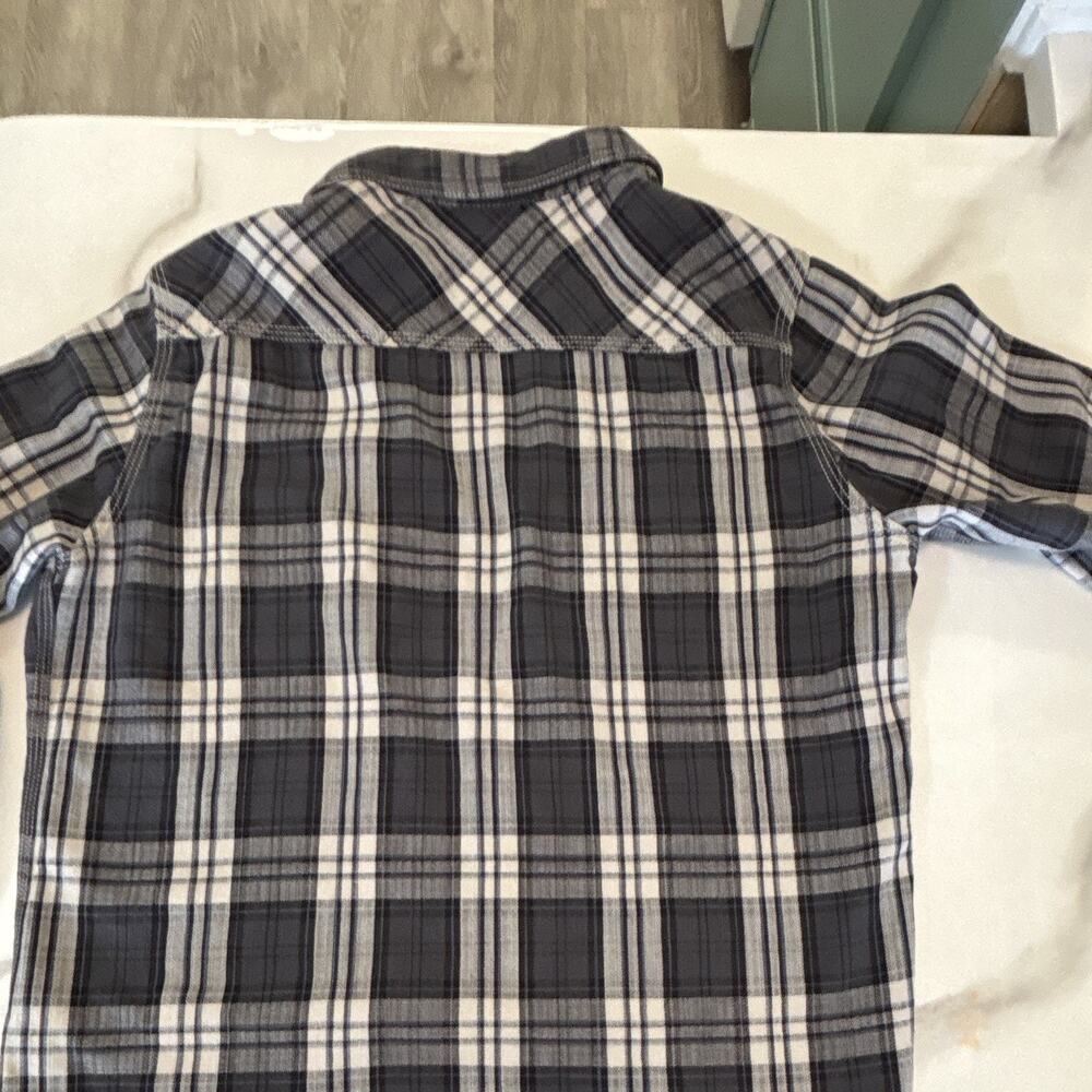 shirts by AG Men's Shirt M Gray White Plaid Flannel Long Sleeve Point Collar - Picture 7 of 7
